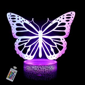 INTUPGD 3D Papillons Lampe Nuit Lumi&egrave;re 7 Couleurs Changement USB Power Comme D&eacute;coration De La Maison Lumi&egrave;res pour Gar&ccedil;ons Filles Enfants B&eacute;b&eacute; (Papillons) (Zfly, neuf)