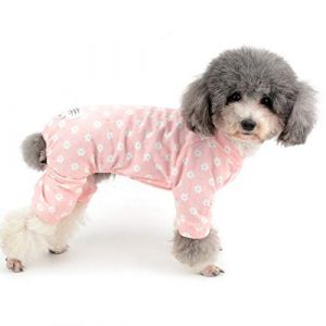 Zunea Pyjama pour Petit Chien Motif Marguerites et Fleurs adorables Coton Salopette Pjs Chiot V&ecirc;tements de Couchage avec Pantalon Chien Chat 4 Jambes Combinaison Pyjama pour Toutes Les Saisons Rose M (Qingqiuk, neuf)