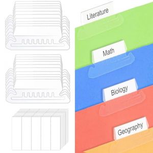 Lot de 100 onglets pour dossiers suspendus, transparents, avec inserts, en plastique transparent, avec inserts pour &eacute;tiquettes repositionnables, 50 intercalaires et 50 inserts (Ezranova, neuf)