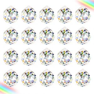 Aipaide Boule de Prisme 20 Pcs K9 Boule de Cristal Suncatcher Boule en Verre Clair Pendentif Attrape-Soleil Feng Shui pour Décoration de Maison Jardin Mariage Noël (GH MAR STARTER, neuf)