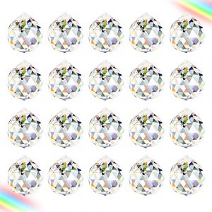 Aipaide Boule de Prisme 20 Pcs K9 Boule de Cristal Suncatcher Boule en Verre Clair Pendentif Attrape-Soleil Feng Shui pour Décoration de Maison Jardin Mariage Noël (YAYIKJ, neuf)