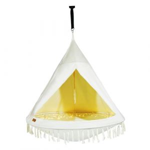 CCLIFE Balançoire Nid d'Oiseau avec Tente Nid de Balançoire pour L'intérieur et L'extérieur Balançoire Suspendue Enfants & Adultes 120KG, Ø 120CM,Beige (CCLIFE Technic GmbH, neuf)