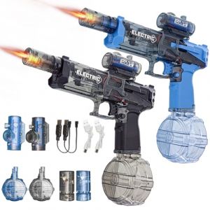Pistolet à Eau Électrique Puissant avec Effets LED et Recul, Capacité 500ML, Portée 8-10m, Rechargeable et Étanche, Jouet d'Été pour Enfants et Adultes, Piscine, Plage, Jardin Noir& Bleu (Myriad Choices, neuf)