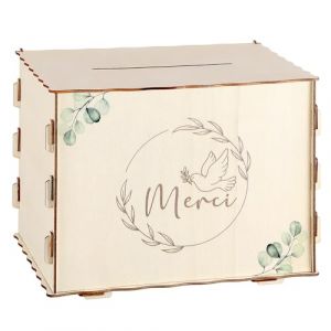 Namalu Urne de Mariage Urne en Bois Merci Bo&icirc;te &agrave; Cartes de Bapt&ecirc;me Bo&icirc;te &agrave; Cadeaux Tirelire D&eacute;corative pour F&ecirc;te d&rsquo;Anniversaire Baby Shower Cagnotte pour Lettres Enveloppes Argent (Rampatchal, neuf)