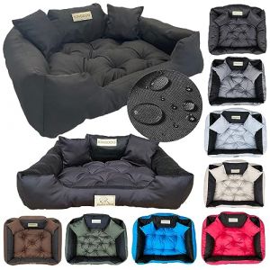 KING DOG Lit pour Grands Chiens L 100 x 75 cm Coussin Imperm&eacute;able Lavable Canap&eacute; Confortable Moelleux Douillet Antid&eacute;rapant Couchage pour Chien Int&eacute;rieur R&eacute;sistant Fabriqu&eacute; en UE Noir (AIO FACTORY GmbH, neuf)