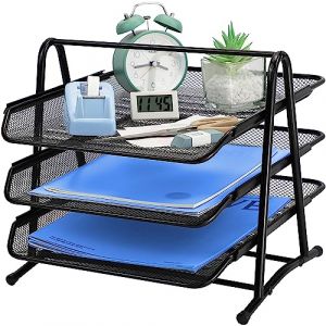 Bac &agrave; courrier coulissant pour bureau, organiseur de bureau, plateau de classement de papier, organiseur de bureau A4, porte-documents pour la maison, le bureau, l'&eacute;cole (3 niveaux) (FreedomForce, neuf)