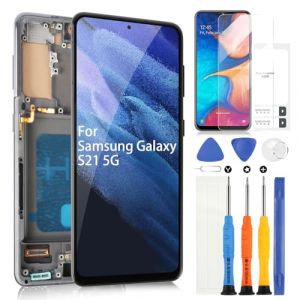 ARSSLY Pour Samsung Galaxy S21 5G LCD Display, pour Galaxy S21 SM-G990 SM-G991 SM-G991B SM-G991U LCD &Eacute;cran tactile Digitazer Assembly Remplacement avec R&eacute;paration Kit(6,2", Noir avec Cadre) (Little Wasp, neuf)