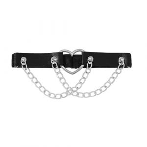 Collier ras du cou gothique en forme de cœur pour homme et femme - Chaîne Emo Punk réglable en cuir synthétique - Vêtements gothiques pour Harley Quinn - Collier Joker - Accessoires punk avec (LENG JUN DE DIAN, neuf)