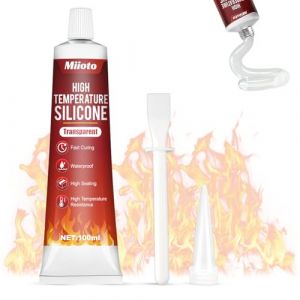 Miioto Colle Refractaire, Silicone Haute Temperature, Colle Haute Temperature, Mastic Refractaire pour le Scellement à Haute Température des Foyers, Cheminées et des Barbecues, Transparent, 100ml (Vokyshop, neuf)
