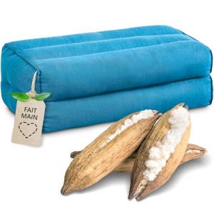Livasia Coussin Yoga carré uni - 17x34x12cm - Coussin de méditation en kapok, Coussin de Soutien Bolster rectangulaire, Accessoires Yoga Coussin cale-Nuque, Coussin thaï Fait Main (Bleu Clair Uni) (livasia, neuf)