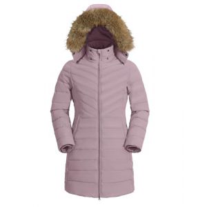 Pioneer Camp Veste Hiver Femme Chaude Coupe-vent Imperm&eacute;able Doudoune Longue Rembourr&eacute; Parka avec Capuche Fourrure Amovibles et Zipp&eacute;e Poche Veste Matelass&eacute;e Pour L'Automne/Hiver（Violet Gris&acirc;tre;L (PioneerCamp Store, neuf)
