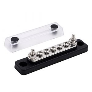 Gloaso Bus Bar 5 bornes à vis bus 100 ampères 12V - 48V CC bloc de distribution avec couvercle cuivre 100A commun bus de batterie noir (GN-wyyd, neuf)