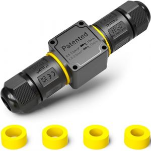 PEBA Connecteur de câble étanche 3 pôles, boîte de dérivation étanche IP68 à 2 voies, pour câbles de 4-12 mm de diamètre, boîte de dérivation extérieure, 3 conducteurs, borne de connexion avec levier (PEBA-EU, neuf)