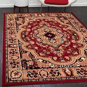 Mazovia Tapis Salon Modern Vintage Oriental Motif - Tapis Grande Taille de Chambre &agrave; Poils Ras - Moquette Tapis pour Le Salon et la Chambre &agrave; Coucher - Rug - Rouge 150 x 300 cm (Mazovia, neuf)