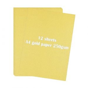 AolKee Lot de 12 cartes A4 papier paillet&eacute;, 250 g/m&sup2; papier dor&eacute;, papier paillet&eacute; pour projets de bricolage, anniversaire, d&eacute;coration de mariage, 210 x 297 mm, dor&eacute;es (Alldo, neuf)