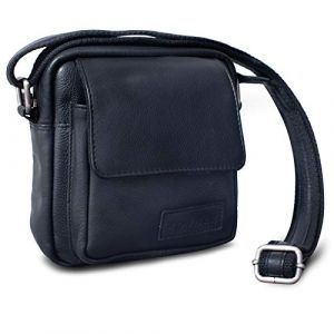 ROYALZ 'Austin' Sac d'épaule Petit pour Hommes en Cuir Véritable - Petite Sacoche Homme Bandouliere Cuir Vintage Messager Besace, Couleur:Noir (ROYALZ France, neuf)