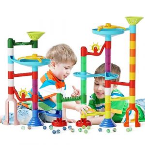 Ifollower Tricky Bille - 110 Pcs Circuit à Billes Couleurs Macaron, Éléments Ludiques Jeu de Construction d'un Labyrinthe Educatif, Sécurité Robuste Marble Rush Conviennent aux Enfant de Plus de 3 Ans (huihongEU, neuf)