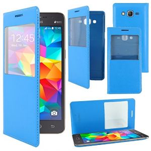 ebestStar - Coque Compatible avec Samsung Grand Prime Galaxy G530F, Value Edition G531F Etui Slim Housse Portefeuille Fen&ecirc;tre View, Bleu [Appareil: 144.8 x 72.1 x 8.6mm, 5.0''] (ebestPro-fr, neuf)