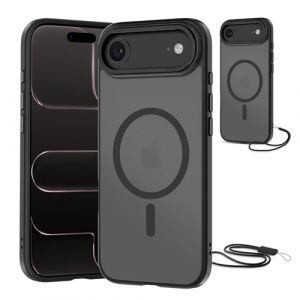 NEW'C Magn&eacute;tique Coque pour iPhone Air (6,5 Pouces), Compatible avec MagSafe Antichoc Ultime avec Cordon &ndash; Magn&eacute;tisme Puissant et Protection Militaire -Etui Translucide Mat - Noir (XINTECH, neuf)