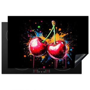 KitchenYeah&copy; Protection Plaque Induction 80x52 cm Protege Deco Cuisine Cache Prot&egrave;ge De Cuisson Accessoires Cerises - Fruit - Graffiti - Peinture - Abstrait - Modern - Color&eacute; (KitchenYeah, neuf)