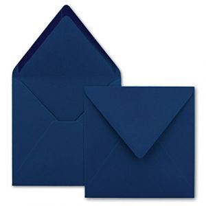 Série FarbenFroh Lot de 75 enveloppes carrées, bleu foncé (bleues), 15,5 x 15,5 cm, sans fenêtre, à collage humide, pour cartes d'invitation au mariage, anniversaire et plus (GUSTAV NEUSER GmbH, neuf)