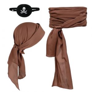 Proumhang Set d'accessoires de Costume de Pirate Ceinture Pirate Bandeau Ceinture de Taille Capitaine Pirate Large Ceinture Médiévale Foulard Bandanas avec Cache-œil pour Halloween Enfants Adultes (labellevie_NO1, neuf)