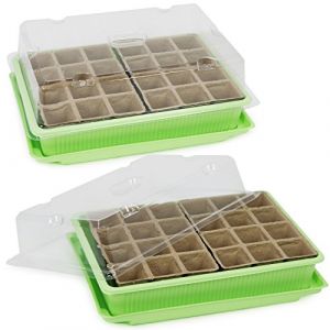 com-four® 2X Mini serres pour Planter des graines, Mini Serre Balcon pour 48 Plantes - Mini Potager pour l'appartement, 26,5 x 19,5 x 10,5 cm (02 pièces - Serre de pièce) (COM-FOUR  Vertriebs GmbH, neuf)