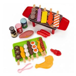 ZORVYN Grill Jouet Enfants &agrave; partir de 3 Ans, Accessoires de Cuisine pour Enfants, en Plastique, Set Dinette en Bois, Fruits et L&eacute;gumes &agrave; Couper, Barbecue, Jeu de Role Chef Kit Cuisine (SESINEND, neuf)