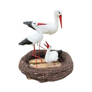 Figurine décorative nid de Cigogne 3 cigognes H: 75cm de Jardin décoration Figure (ArgoDecor, neuf)