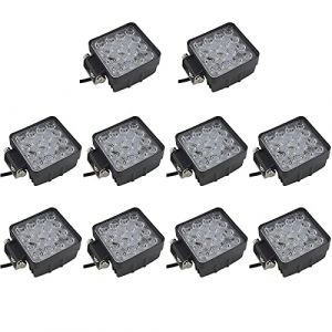RIGIDON 10 Pcs 10 cm Carré phare de travail led, 4 pouces 48W 12V 24V lampe de travail led, projecteurs lumière feux de travail pour offroad Voiture camions SUV 4x4 tracteur, feu antibrouillard (Sanyue-EU, neuf)