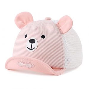 Mignon Ours Bébé Casquette Printemps été Chapeau pour Enfant Coton Soleil Casquette Garçon Fille de 3 à 18 Mois(Rose en Filet, 3 à 18 Mois) (Pesaat Market, neuf)