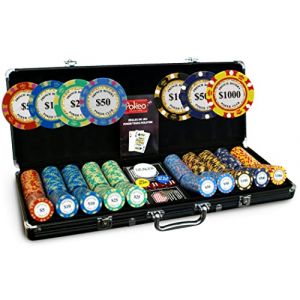 FRENCH RIVIERA Malette Poker 500 Jetons Gold + 2 Jeux de Cartes + Bouton Dealer - Poker Set de 500 Jeton de Poker (avec Valeur) - Jeu de Poker avec 500 jetons de Poker - Mallette Poker (Rubee Company, neuf)