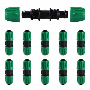VooGenzek 10 Pi&egrave;ces16mm Raccords D'irrigation Goutte &agrave; Goutte, Adaptateur Droits D'Irrigation Goutte, Raccords D'irrigation Droits, Connecteur de Tuyau D'irrigation, pour Jardin, Pelouse (Vert) (VooGenzek, neuf)
