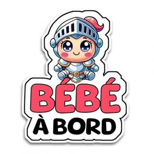 Autocollants Bébé à Bord Voiture, Bébé Chevalier 16 x 12.5 cm, Stickers Bébé à Bord Résistants aux UV et Waterproof, Bébé a Bord Voiture Facile à Appliquer, Accessoire Bebe à bord Sécurité Voiture (Albastov, neuf)