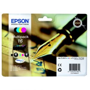 Ink-Jet EPSON 16 Multipack Workforce WF-2010W WF-2510WF WF-2520NF WF-2530WF WF-2540WF Noir Jaune Cyan ET Magenta 8 unités (Tayas Inks LTD, neuf)