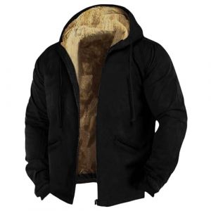 Blouson Homme Hiver Veste Cuir Homme Capuche Tactique Cachemire Blouson Chaude Cardigan Molleton Grande Taille Manteaux Interieur Cargo Ski Mi Saison Black Friday 2025 Kleidung 15#Noir XL (SHONTON, neuf)