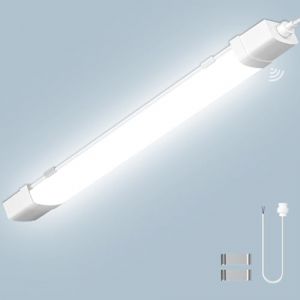 Litglobe Neon LED 90cm avec Detecteur Mouvement,30W 3000LM Tube Sensor Lampe,6500K Blanc froid Reglette LED,IP65 &Eacute;tanche Plafonnier Tube pour Garage Couloir Balcon Escalier (weyait, neuf)