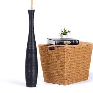 Leewadee Grand Vase A Poser Au Sol pour Branches Décoratives De Pampa, Vase en Bois De Manguier, 70 cm, Noir (Leewadee, neuf)