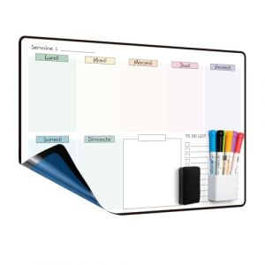 MCCORL Calendrier Adhesif Tableau blanc Planning Mural,Planificateur Semainer,Planificateur de Menus/Repas, Planificateur Hebdomadaire, 42×28cm effacable en Français (Mccorl, neuf)