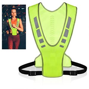Gilet R&eacute;fl&eacute;chissant Ajustable, Gilet de S&eacute;curit&eacute; R&eacute;fl&eacute;chissant Respirant, Gilet Reflechissant Running Haute Visibilit&eacute;, Gilet de S&eacute;curit&eacute; pour Femmes et Hommes, pour Jogging, Randonn&eacute;e, V&eacute;lo (havenlyh, neuf)