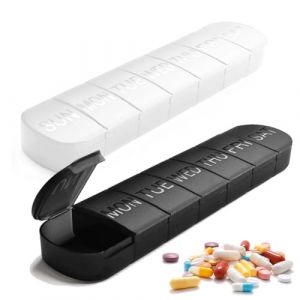 KRFWGUU Semainier Matin Et Soir,Pilulier Amovible 7 Compartiments, Pilulier De Voyage Pour M&eacute;dicaments, Compl&eacute;ments Alimentaires, Vitamines-14 Compartiments Pilulier Hebdomadaire 2 Fois - Noir Blanc (CAI LONGCANG DE DIAN, neuf)