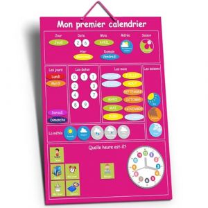 Mon Premier Calendrier- Calendrier Enfant Educatif- Calendrier Magnétique Enfant-En Francais (Rose) (SXMDEALS, neuf)