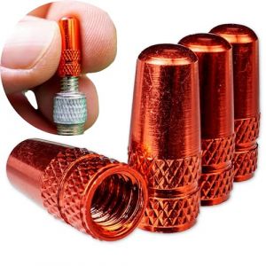 Bouchon de Valve en Aluminium, Lot de 4, Bouchons Rouges compatibles avec Les valves Presta et françaises, Cache-pneus pour Chambres à air de vélo, Bouchons Valve Velo, Bouchon de Valve Presta Vélo (Your Day Mate, neuf)