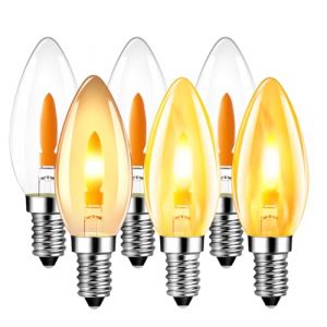 LVWIT Ampoule LED &agrave; Filament, 1W Ampoule E14 Blanc Chaud, Veilleuse Ampoules Flamme E14, Ampoules Simulant des Flamme Ondulantes, C35, 1800k Ambr&eacute;, Non-dimmable, Lot de 6 (ANWIO, neuf)