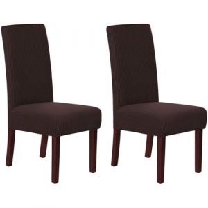 HOMECOVER Housse de Chaise 2 Pièces, Housse de Chaise Extensible Jacquard Housse de Chaise Salle à Manger Universel Amovible Lavable Couverture de Chaise pour Mariage Cuisine-Brun-2 Pièces (HOMECOVER, neuf)