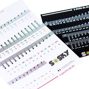 Notes Piano Autocollant Notation FR et USA - Stickers Pour Clavier 49 à 88 touches - Repositionnable - pour 37, 49, 54, 61, 88 Touches - Piano Stickers Notes pour Clavier pour Enfant Débutant (SOSKY, neuf)