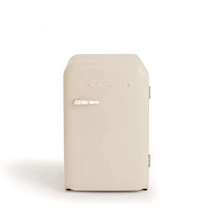 CREATE / RÉTRO FRIGO 83.5 ARGENT/Réfrigérateur blanc cassé avec poignée marbre / 98W, basse consommation, 2 étagères, régulateur de température, porte-bouteilles, 56x54x84cm. (CREATE, neuf)