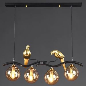 TRIVIDHA Lustre À Bulles À 4 Lumières, Lustre en Forme De Globe en Verre du Milieu du Siècle, Design Créatif D'oiseau, Lustre Linéaire, Suspension Moderne pour Salon, Cuisine, Îlot De Salle À Manger (TRIVIDHA FR Lighting Factory, neuf)