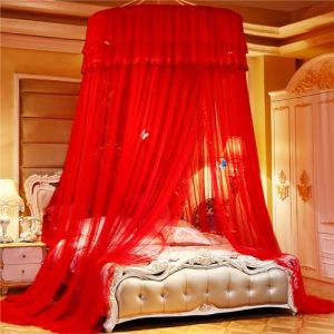 ENEN Bord de Dentelle Ciel de Lit Moustiquaire, Tente de Lit Princesse Moustiquaire de Lit Dome Baldaquin Lit Berceau Auvent de Lit - Ornements Papillon non Inclus (Rouge) (EnEn, neuf)