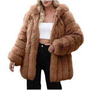 Manteau Fourrure Femme Capuche Veste Polaire Chaude avec Capuche Teddy Manteau en Fausse Fourrure pour Femmes Mi-Longue en Fausse Manteau d'hiver Manteaux et Blousons Automne Hiver Chaude en Peluche (⭐⭐⭐⭐⭐AEGJEGVD⭐⭐⭐⭐⭐, neuf)